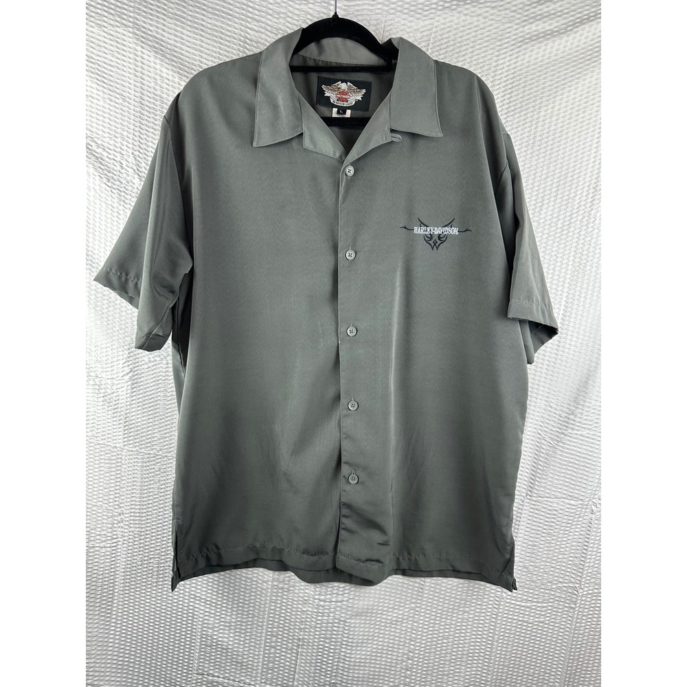 Harley Davidson 2004 Gray Dagger Big Back Print  Button Front T Shirt‎ LARGE